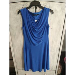Lauren Ralph Lauren cowl neck Knee length Sleeveless Dress Blue size 10 Classic